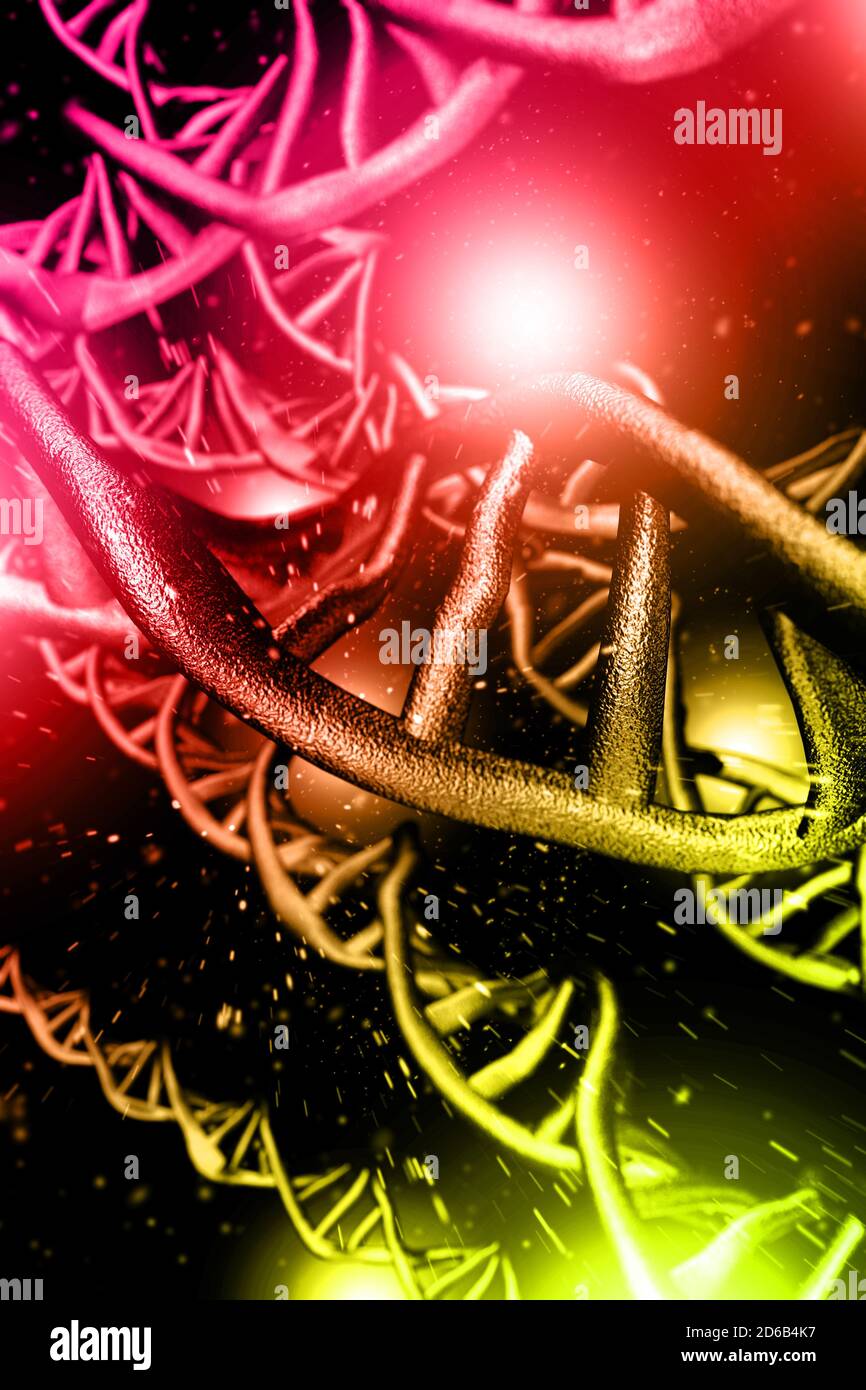 Abstract DNA strand double helix genetics 3D illustration Stock Photo ...