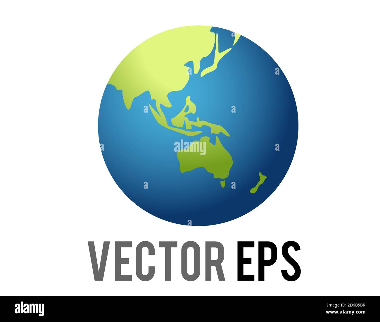 The isolated vector globe icon, showing showing Asia and Australia in green against blue ocean, represent various content concerning Asian, Australian Stock Vector