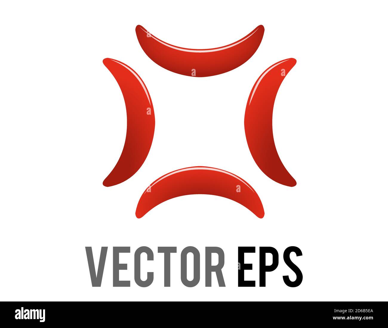 The isolated vector red anger symbol icon in anime or manga, represent veins popping on angry person Stock Vector