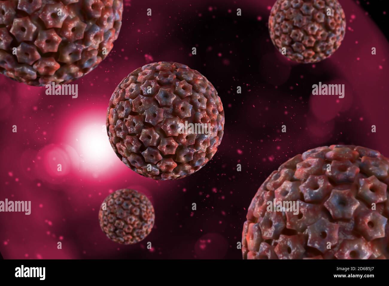 Infectious disease herpes simplex virus cells conceptual 3D illustration Stock Photo