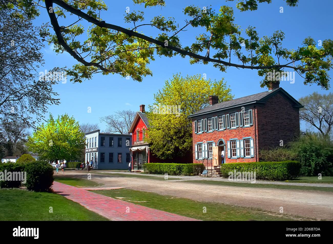Henry Ford's Greenfield Village -Sprawling open-air history museum founded by Henry Ford with artifacts & homes of famous Americans. Dearborn, Michigan Stock Photo