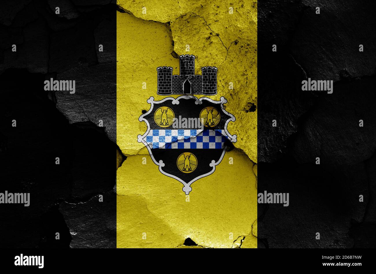 flag of Pittsburgh on cracked wall Stock Photo