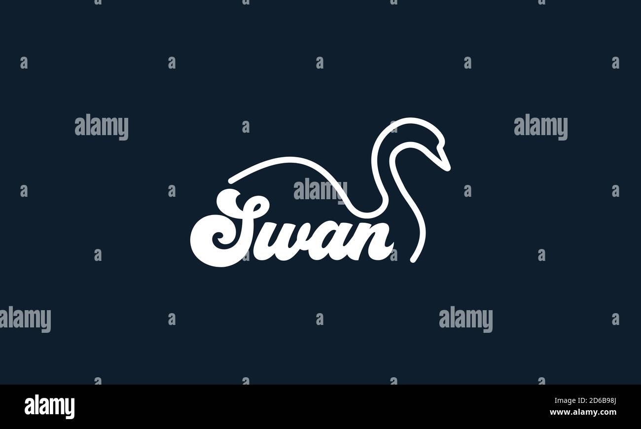lettering Swan with goose line logotype logo vector illustration design ...