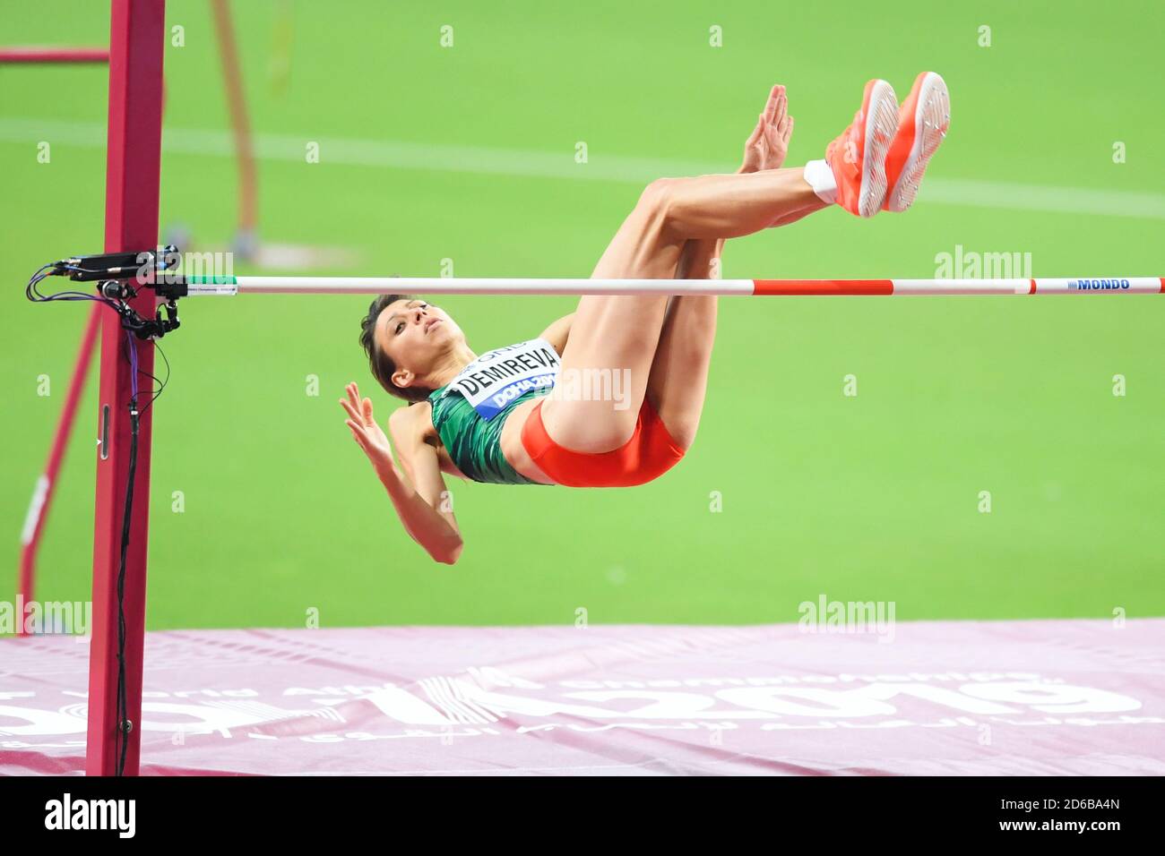 Mirela Demireva (Bulgaria). High Jump Women finals. IAAF World Athletics Championships, Doha 2019 Stock Photo