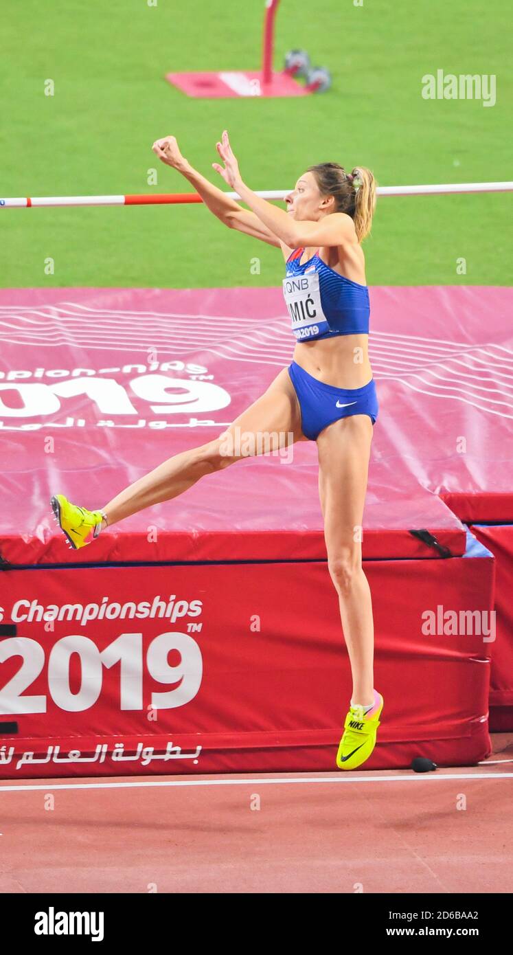 Ana Simic. High Jump Women finals. IAAF World Athletics Championships, Doha 2019 Stock Photo