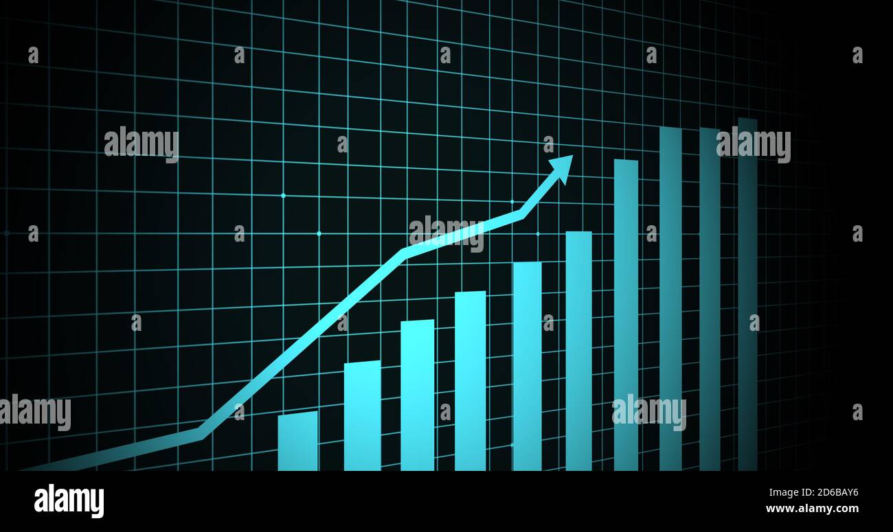 Growing arrow over transparent world map. business graph showing 3d ...