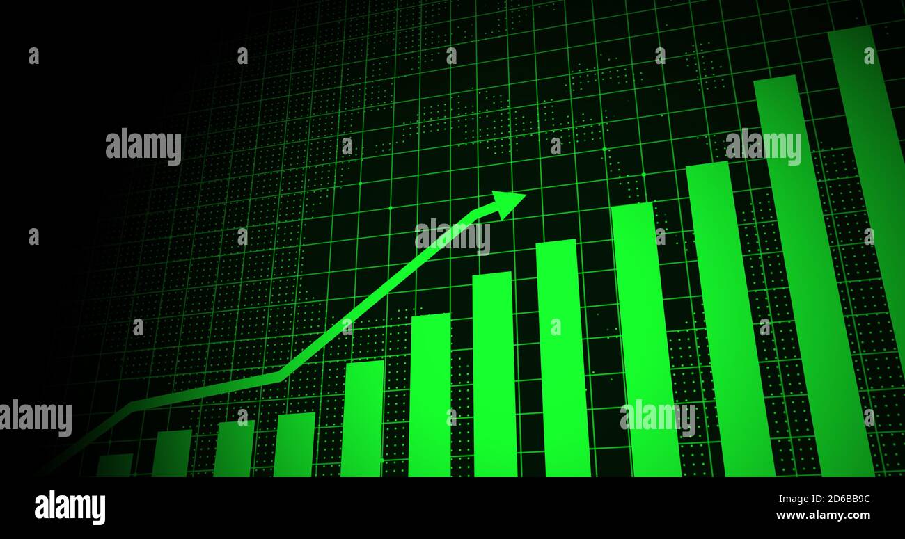 Growing arrow over transparent world map. business graph showing 3d ...