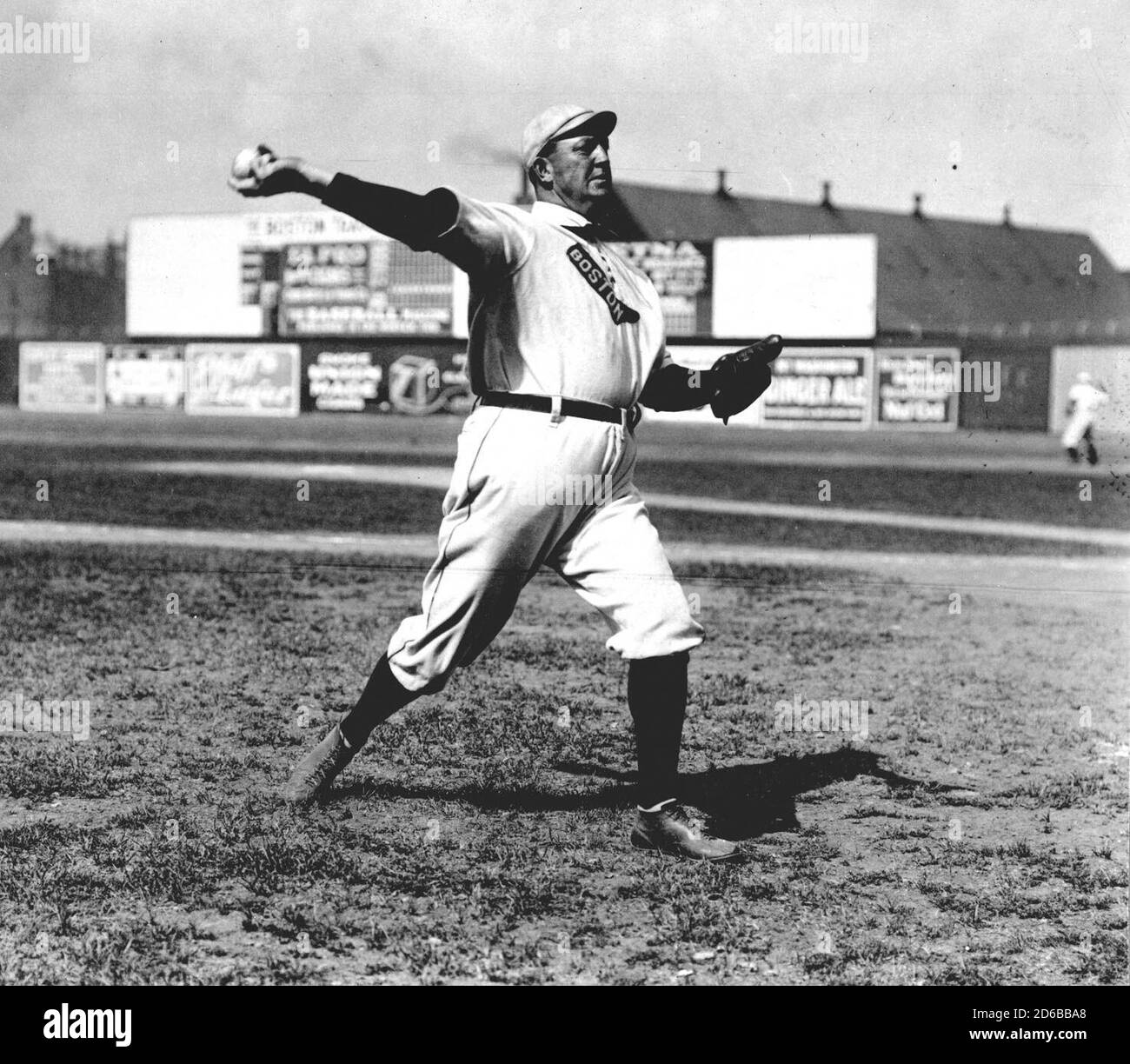 Cy Young—the holder of many major league career marks, including wins and innings pitched, as well as losses—in 1908. MLB's annual awards for the best pitcher in each league are named for Young. Stock Photo