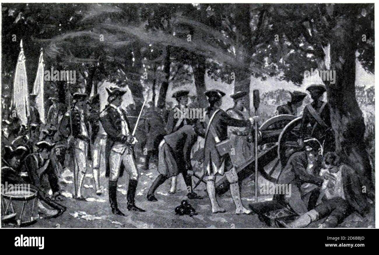 English guns at The battle of Plassey, June 23, 1757. Stock Photo