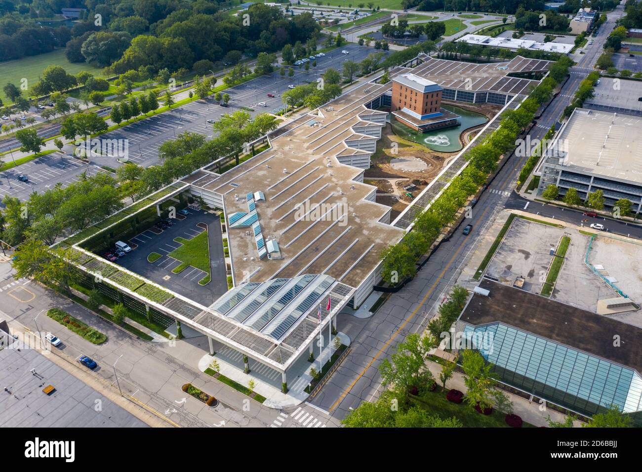 Cummins Corporate Office Building, designed by Kevin Roche, Columbus, Indiana Stock Photo