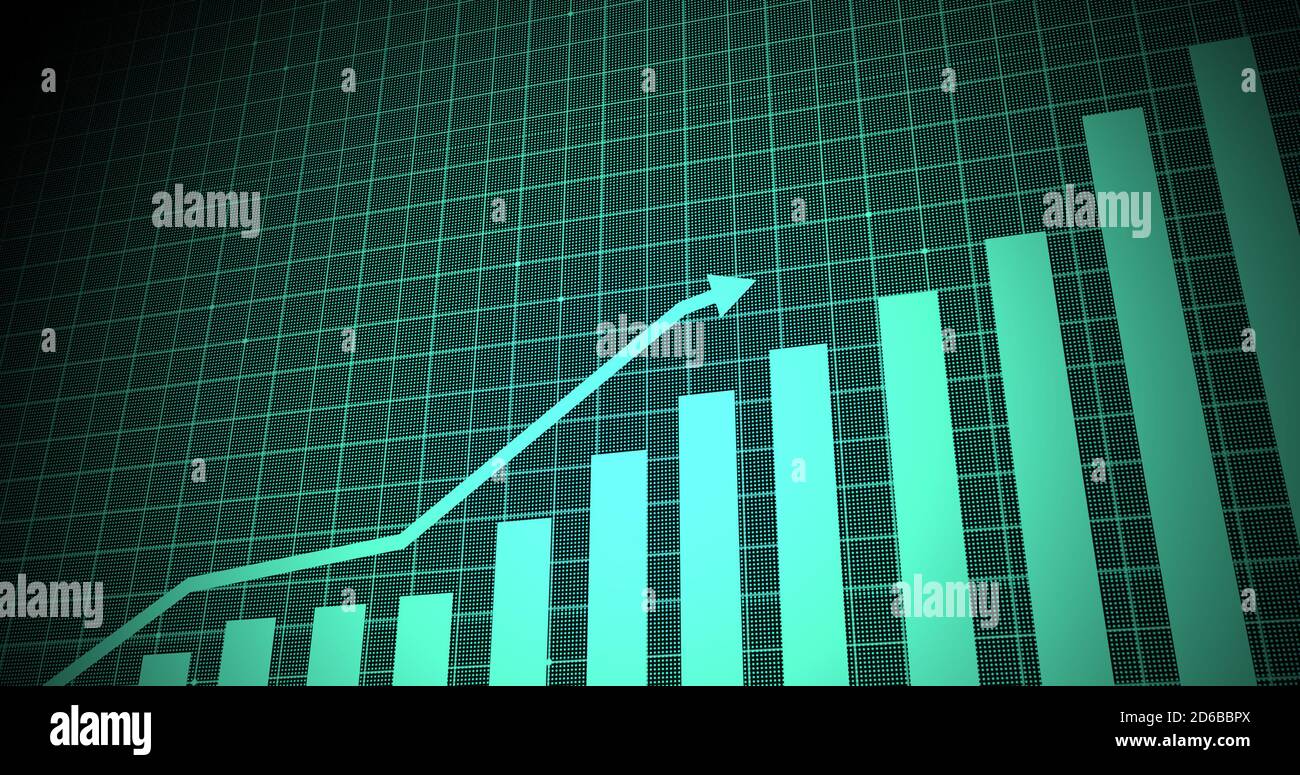 Growing arrow over transparent world map. business graph showing 3d ...