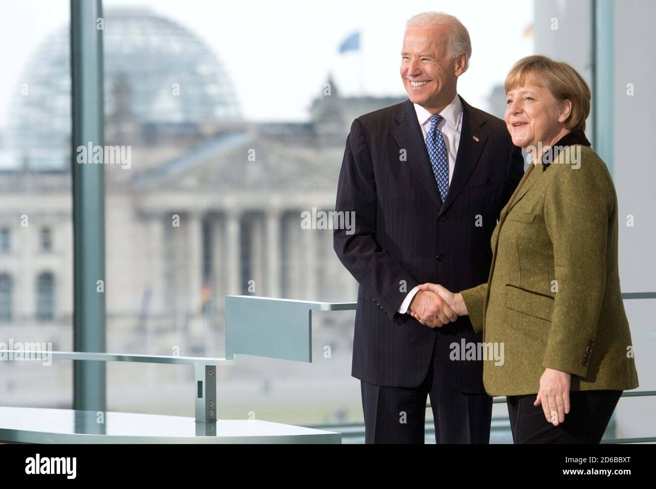 Berlin, Germany. 01st Feb, 2013. Chancellor Angela Merkel (CDU) will receive the then US Vice President Joe Biden in the Chancellor's Office. Under US President Trump, the relationship between the US and Germany has cooled dramatically. His challenger Biden promises a completely different foreign policy. (to dpa 'End of the German-American ice age with a Biden victory?') Credit: picture alliance/dpa/Alamy Live News Stock Photo