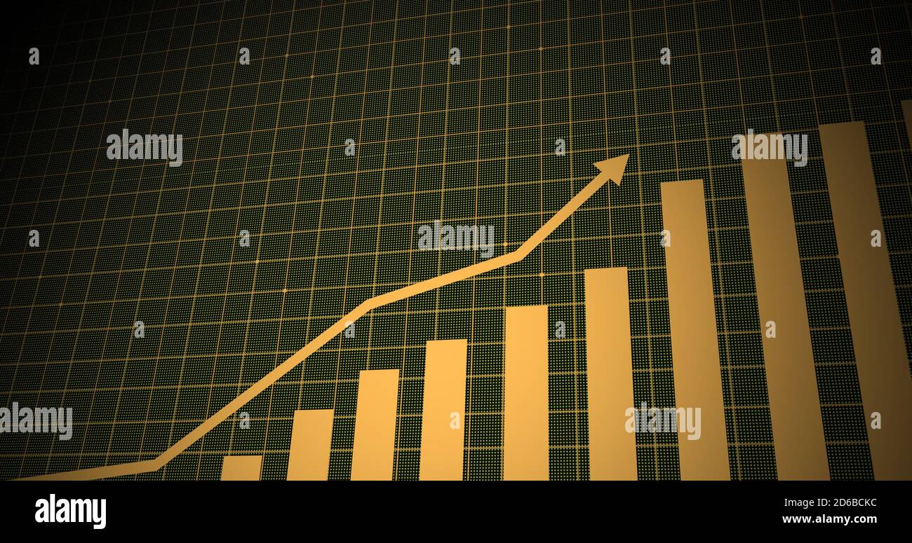 Growing arrow over transparent world map. business graph showing 3d ...
