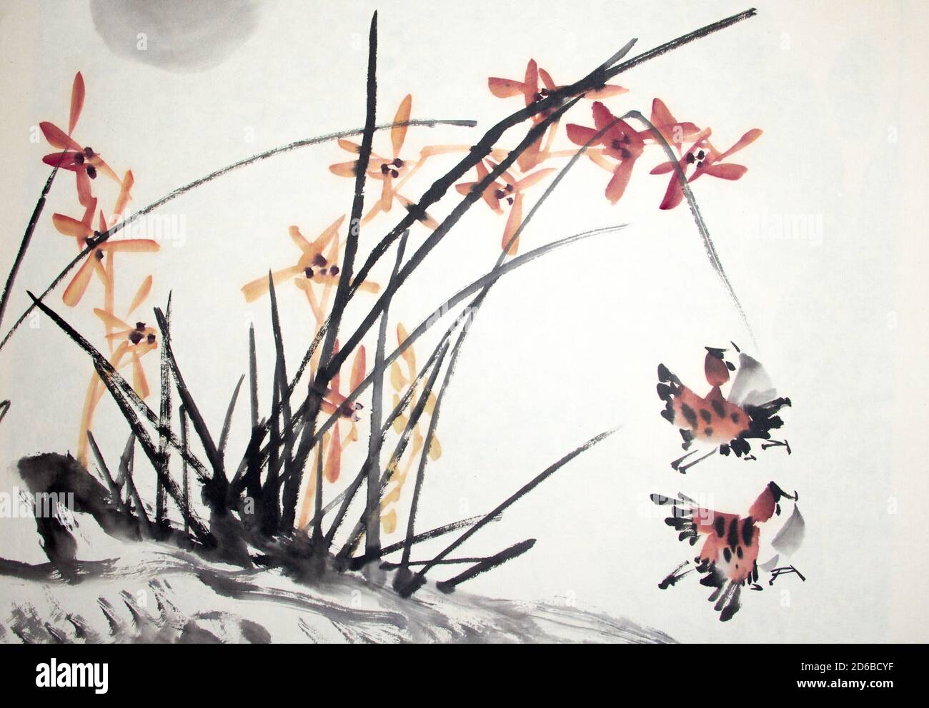 Chinese traditional painting of flower and birds Stock Photo