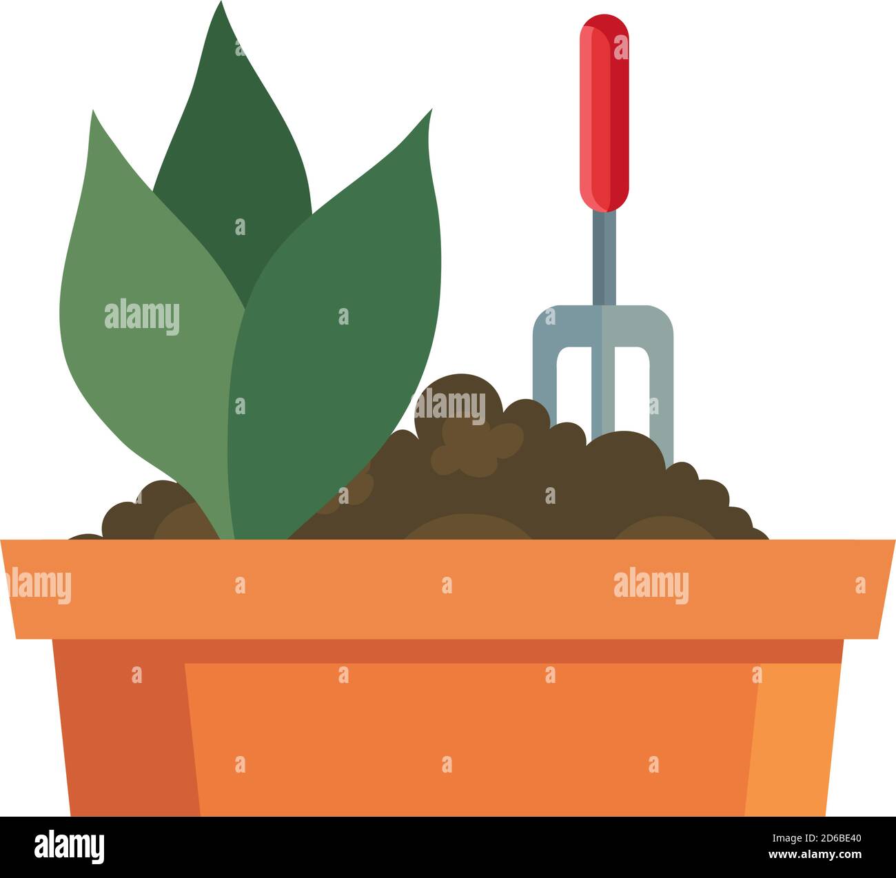 Gardening plant inside pot with rake vector design Stock Vector Image ...