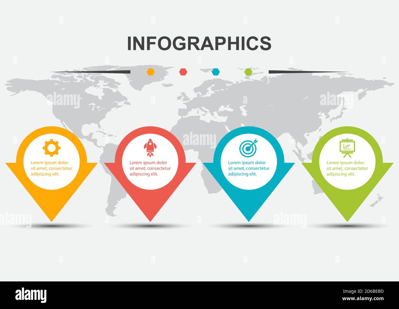 Infographic design template with 4 arrows and shadow, stock vector ...