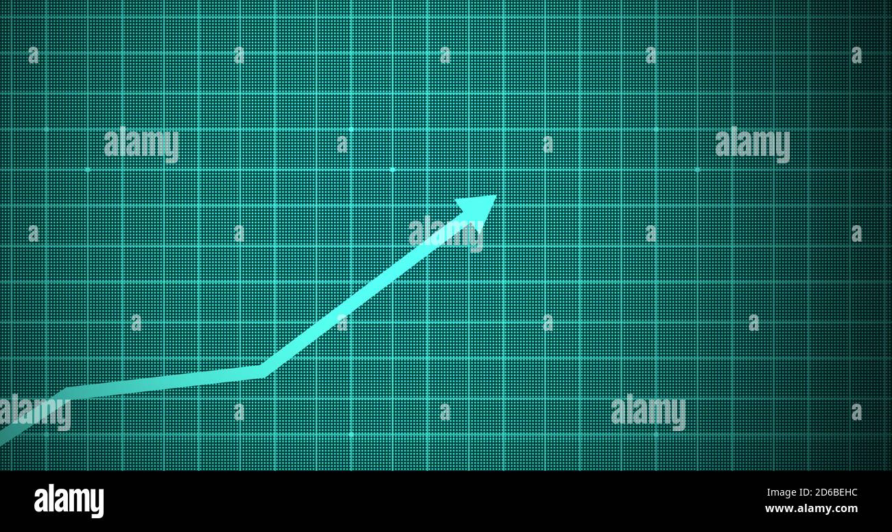 Growing arrow over transparent world map. business graph showing 3d ...