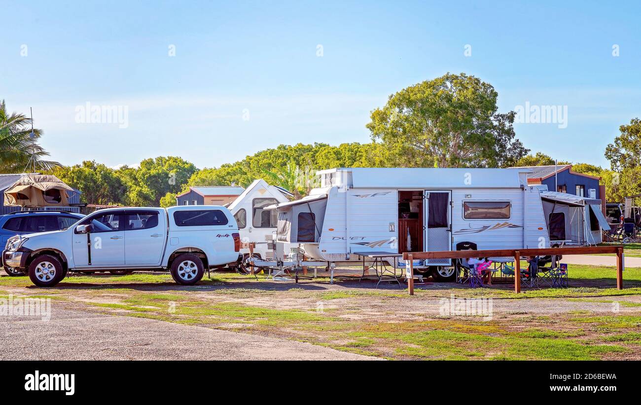 Mackay, Queensland, Australia December 2019 A holidaymakers caravan