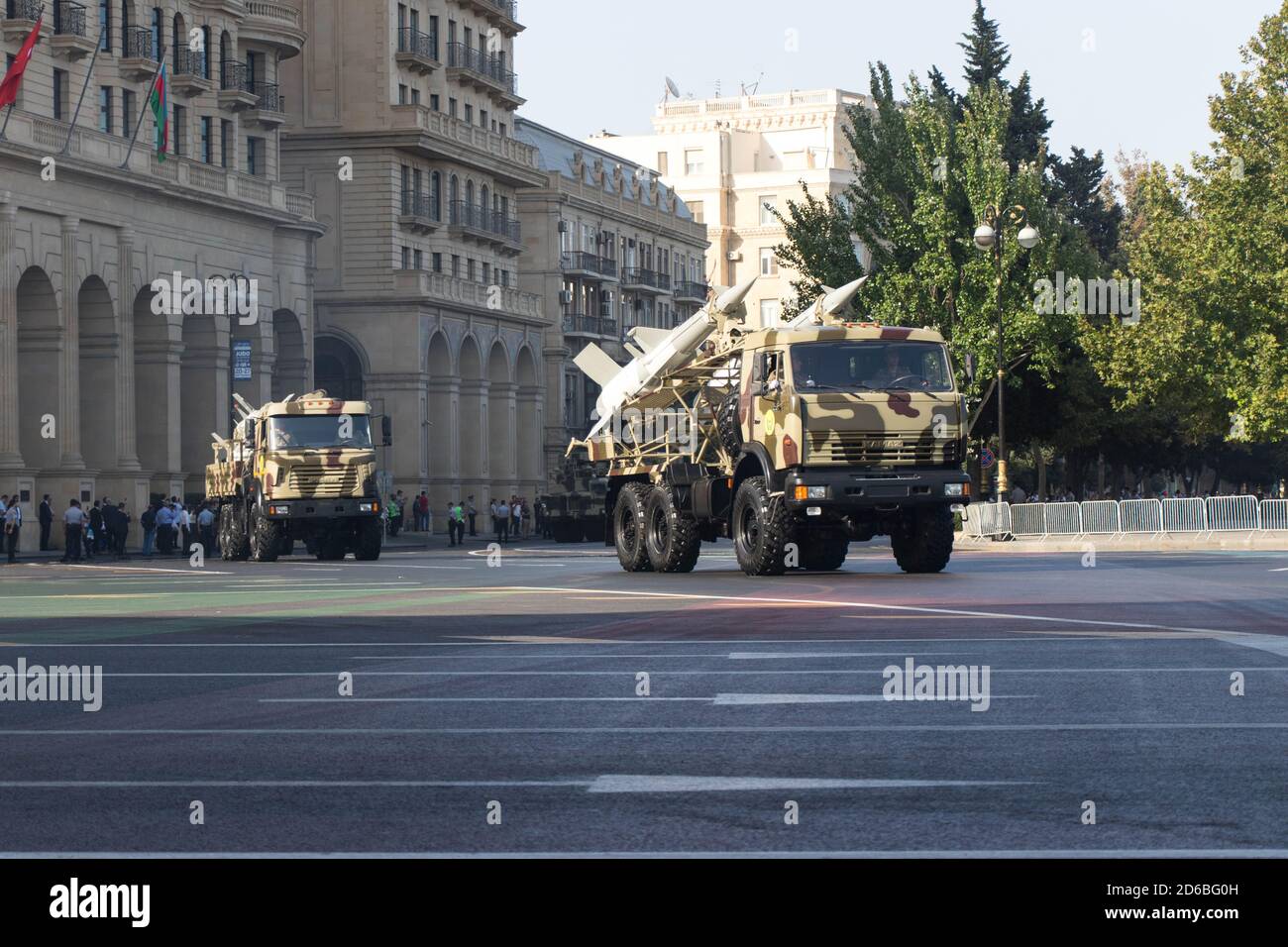 Air defense devices of the Azerbaijan Army. Multiple rocket launcher. Baku-Azerbaijan: 15 September 2018. Stock Photo