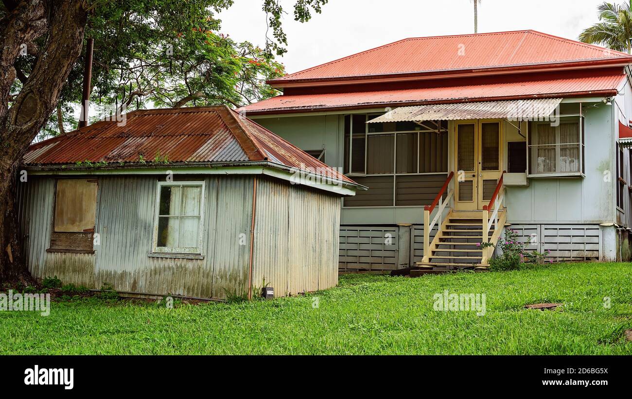 Mackay, Queensland, Australia - February 2020: Historical Greenmount Homestead showing back of house and outdoor laundry Stock Photo
