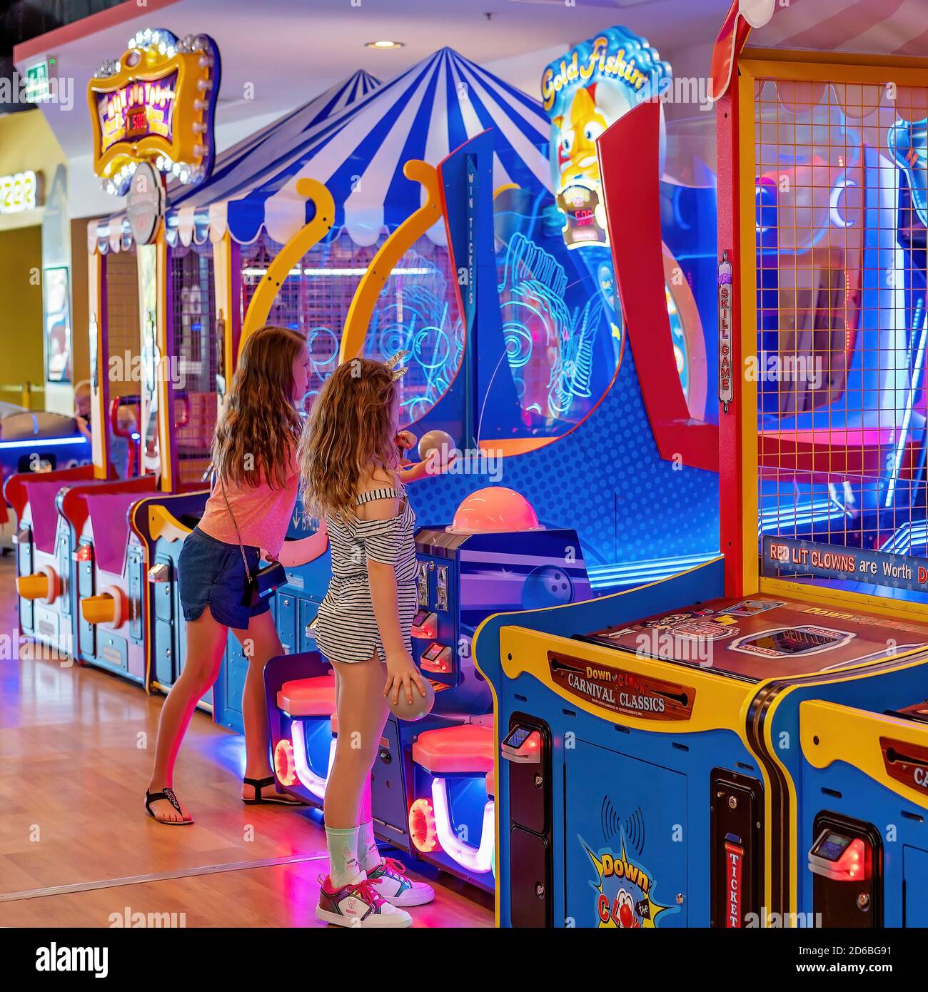 Mackay, Queensland Australia February 2020 Two young girls playing a