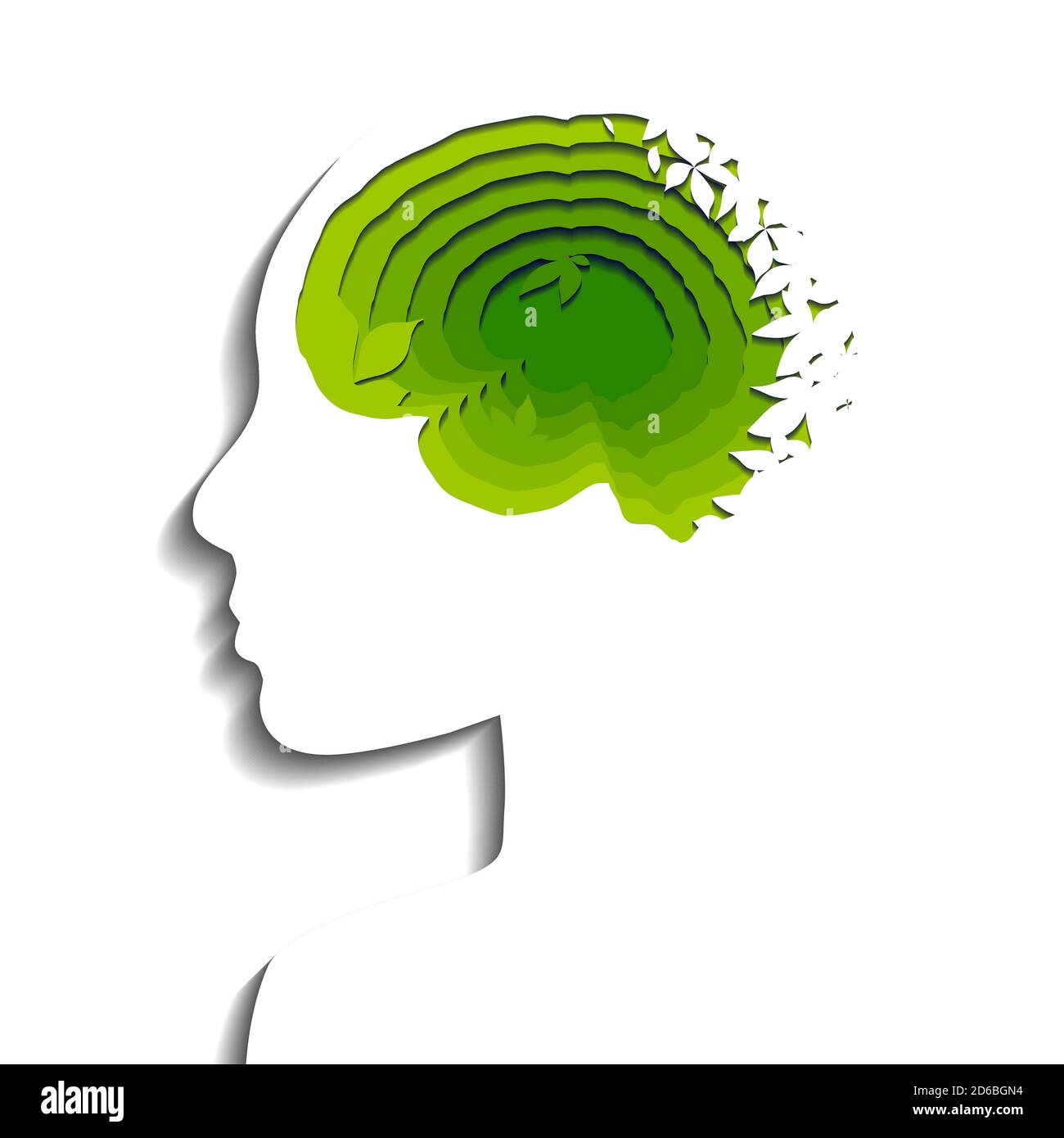 Layered eco human brain cut out of paper on white background. Paper cut  origami. Environmentally friendly thoughts. Vector illustration for  article, b Stock Vector Image & Art - Alamy