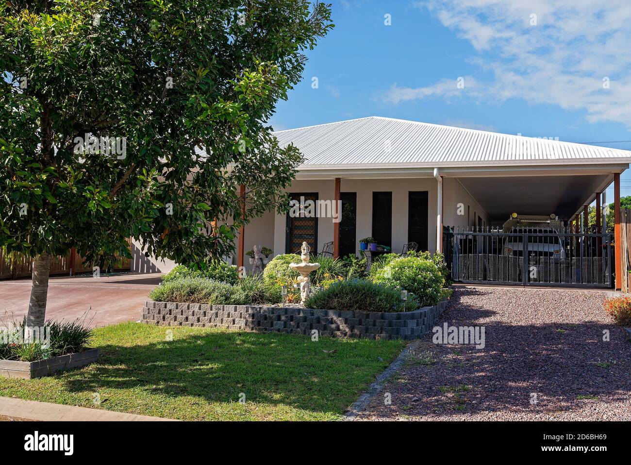 Mackay, Queensland, Australia - April 2020: A suburban home in a residential subdivision where people are advised to stay indoors isolated against the Stock Photo