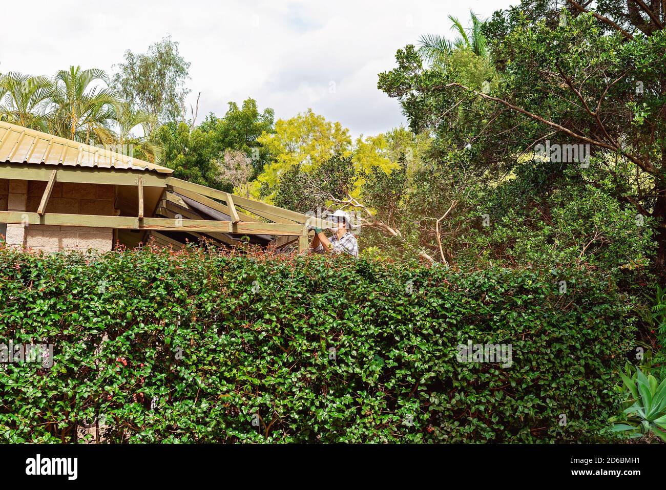 Townsville, Queensland, Australia June 2020 Man standing on trestles