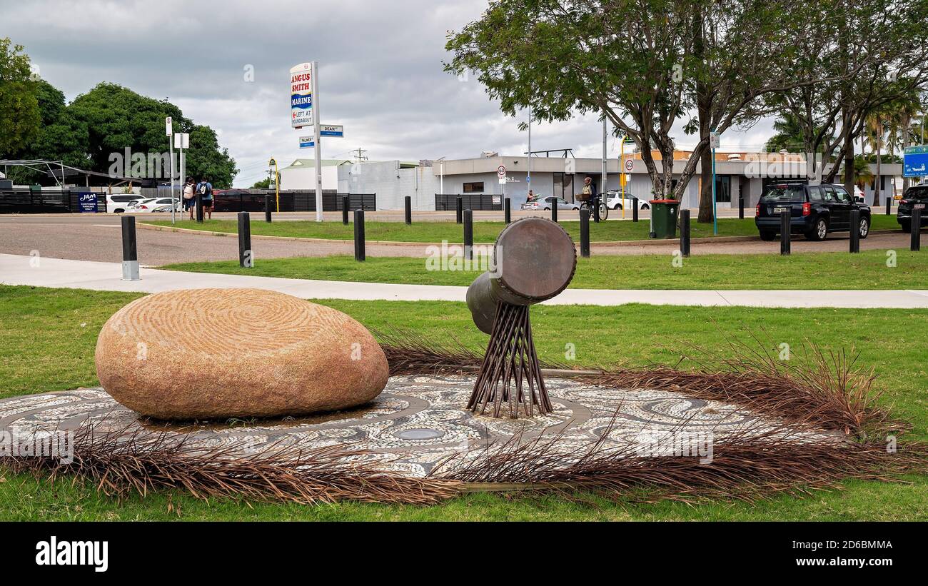 Townsville, Queensland, Australia June 2020 Aboriginal statue and