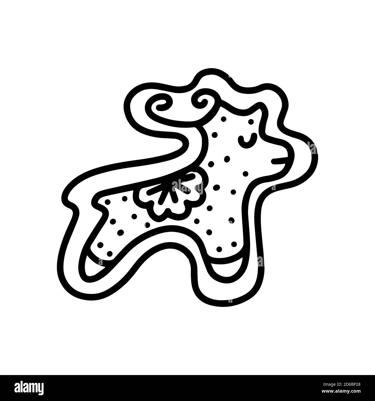 Gingerbread in the shape of a deer. Vector illustration in Doodle style Stock Vector