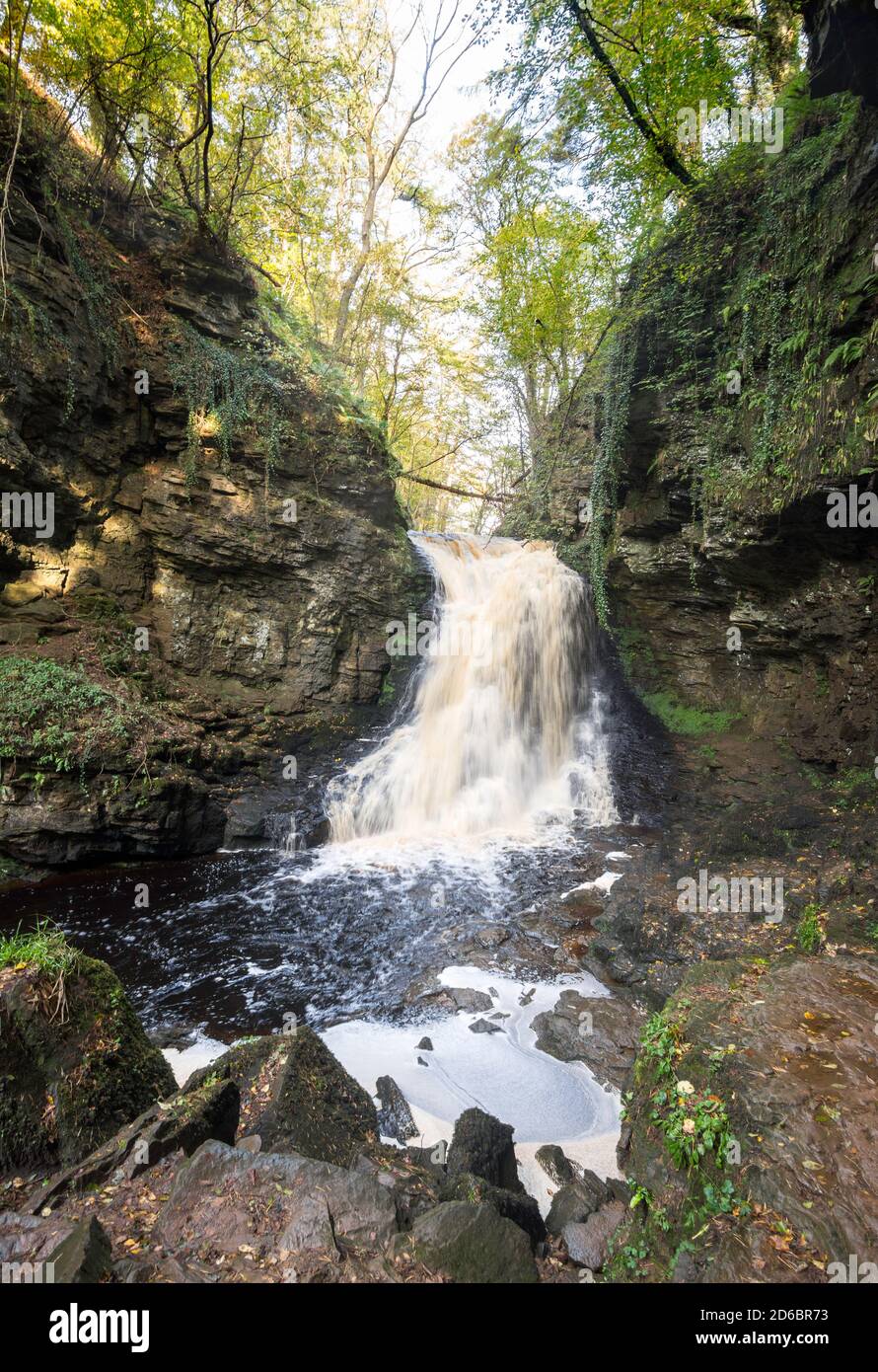 Hareshaw Linn a waterfall near Bellingham in Northumberland, England, UK Stock Photo