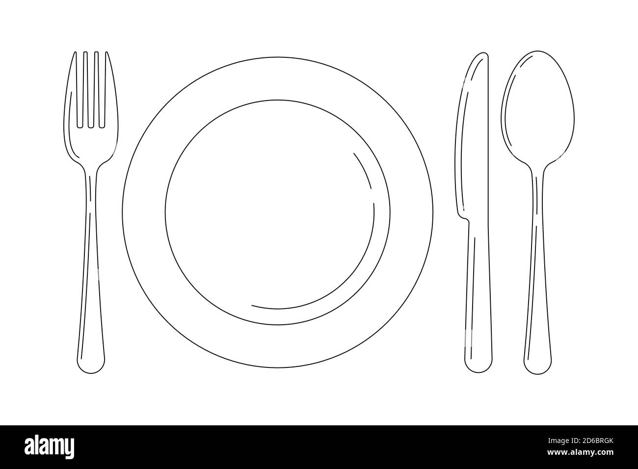 Silverware line art icon set isolated on white background. Stock Vector
