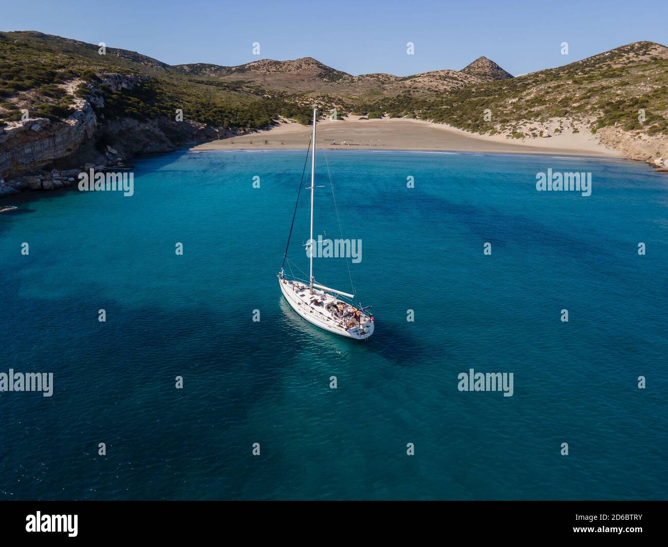 Sailboat at Despotiko island,Cyclades,Greece Stock Photo Alamy