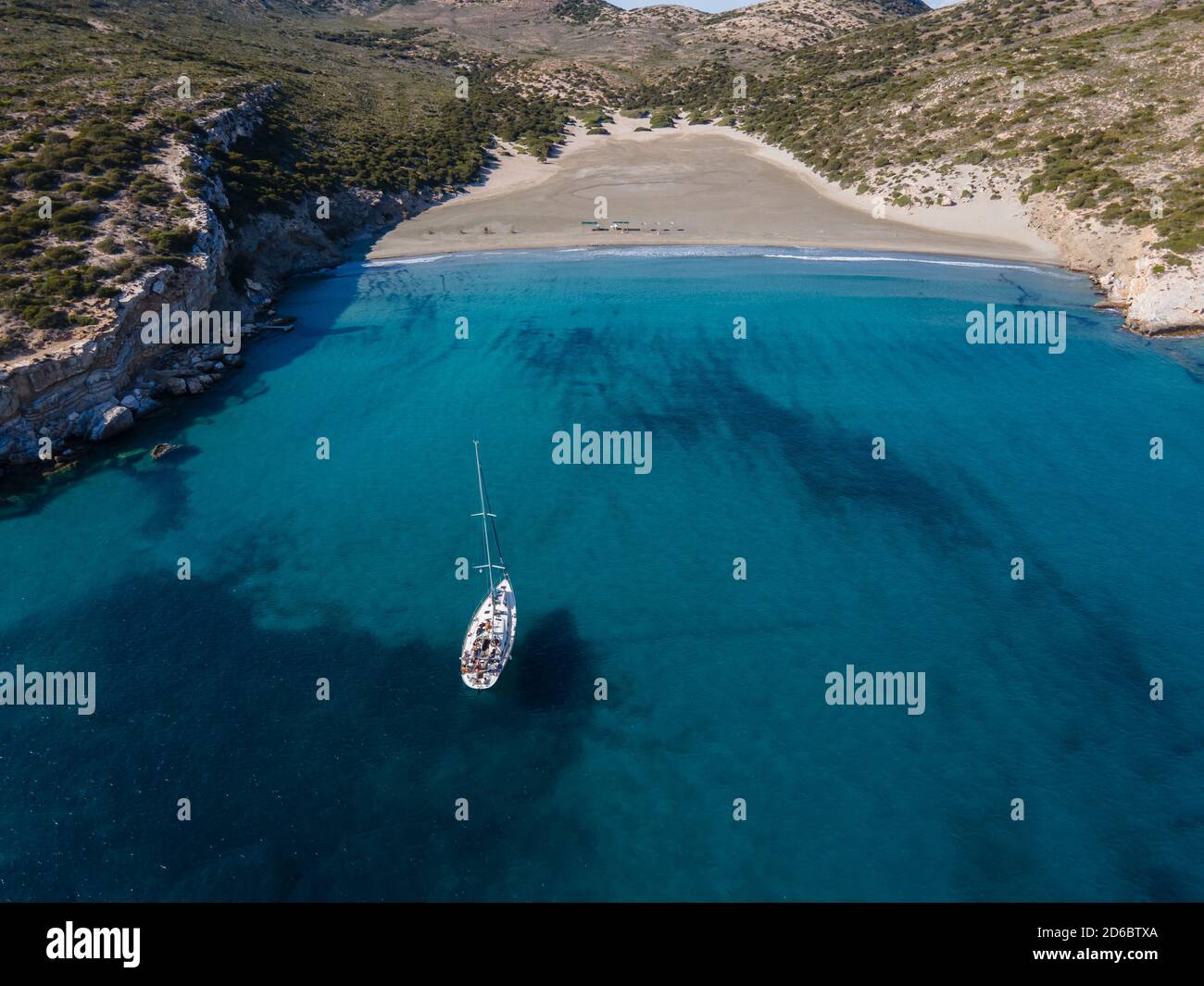 Sailboat at Despotiko island,Cyclades,Greece Stock Photo Alamy