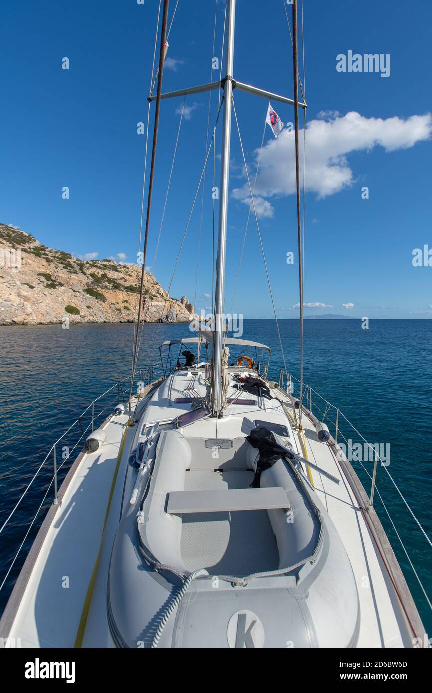Sailboat at Despotiko island,Cyclades,Greece Stock Photo Alamy