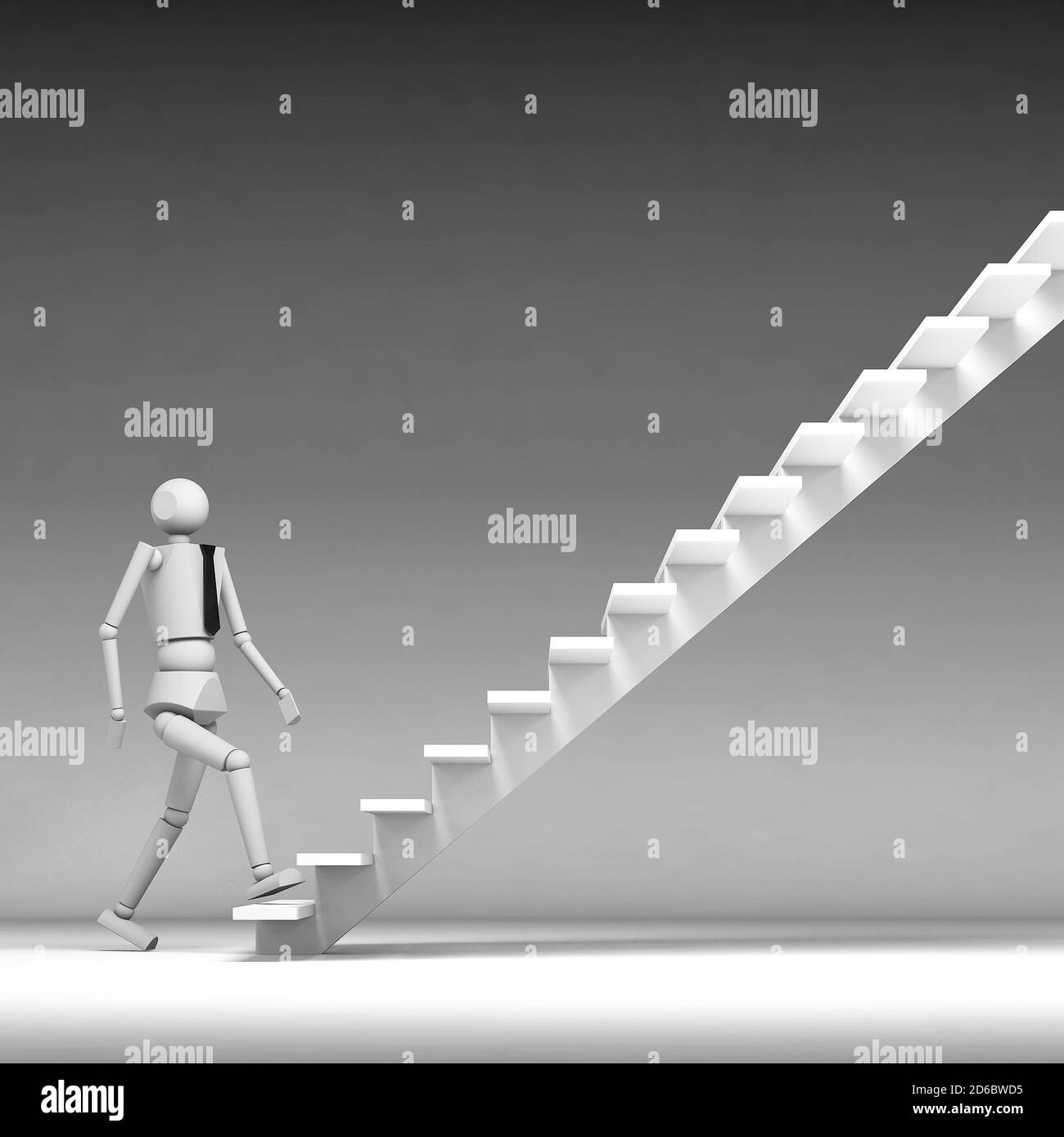 3d business man walking up stair Stock Photo - Alamy