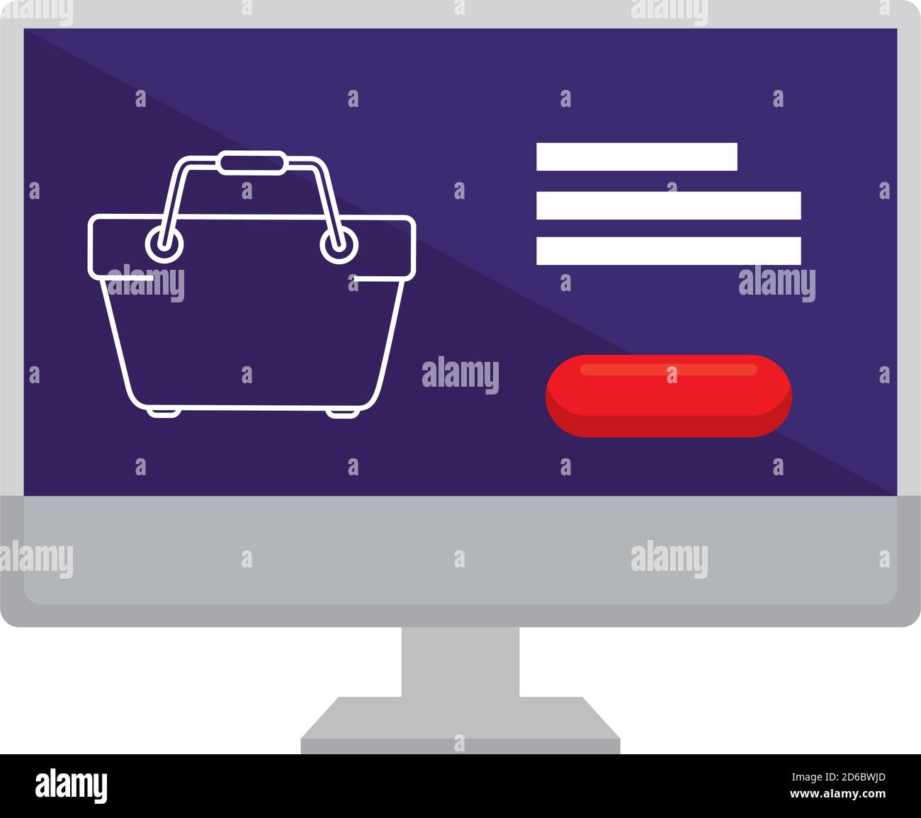 shopping online in computer with basket vector design Stock Vector ...