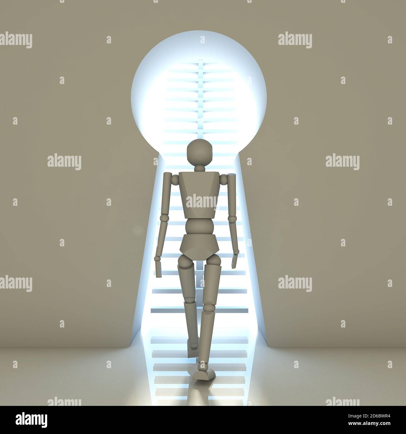 Businessman into a gate shaped like a keyhole Stock Photo - Alamy