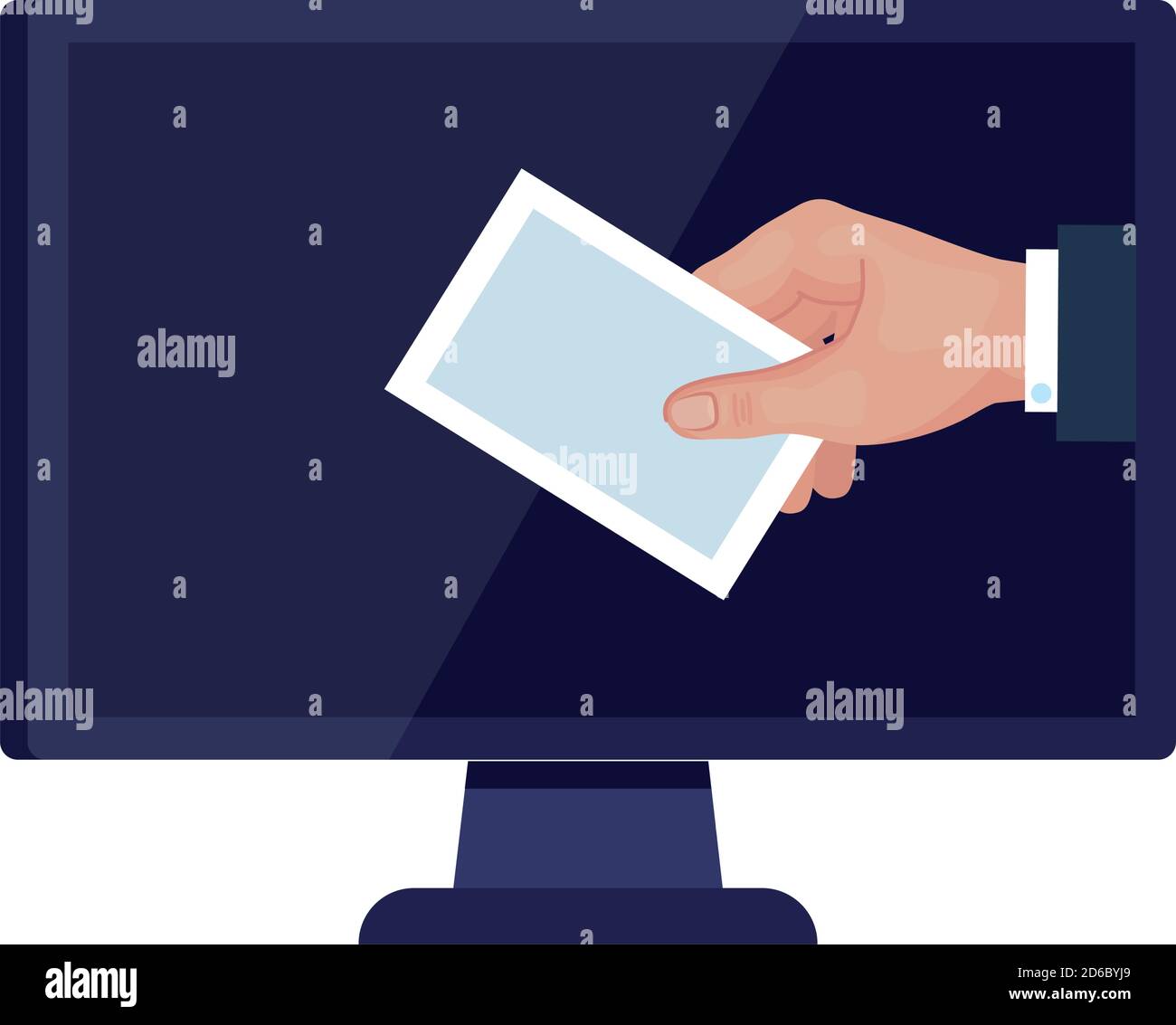 hand holding vote card paper on computer vector design Stock Vector ...