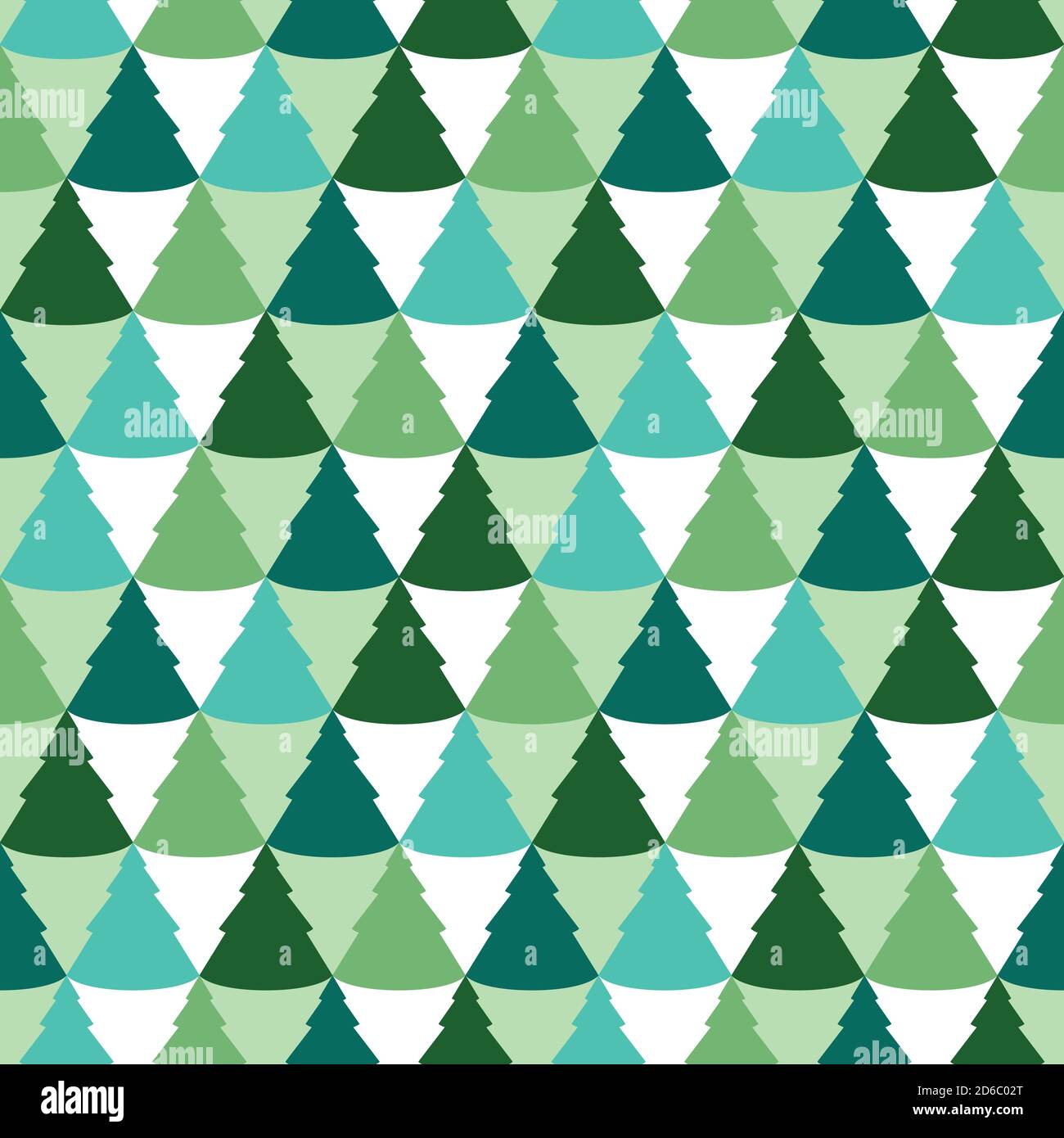 Stylish christmas tree pattern. Vector illustration. Green and blue Christmas trees, geometric pattern Stock Vector