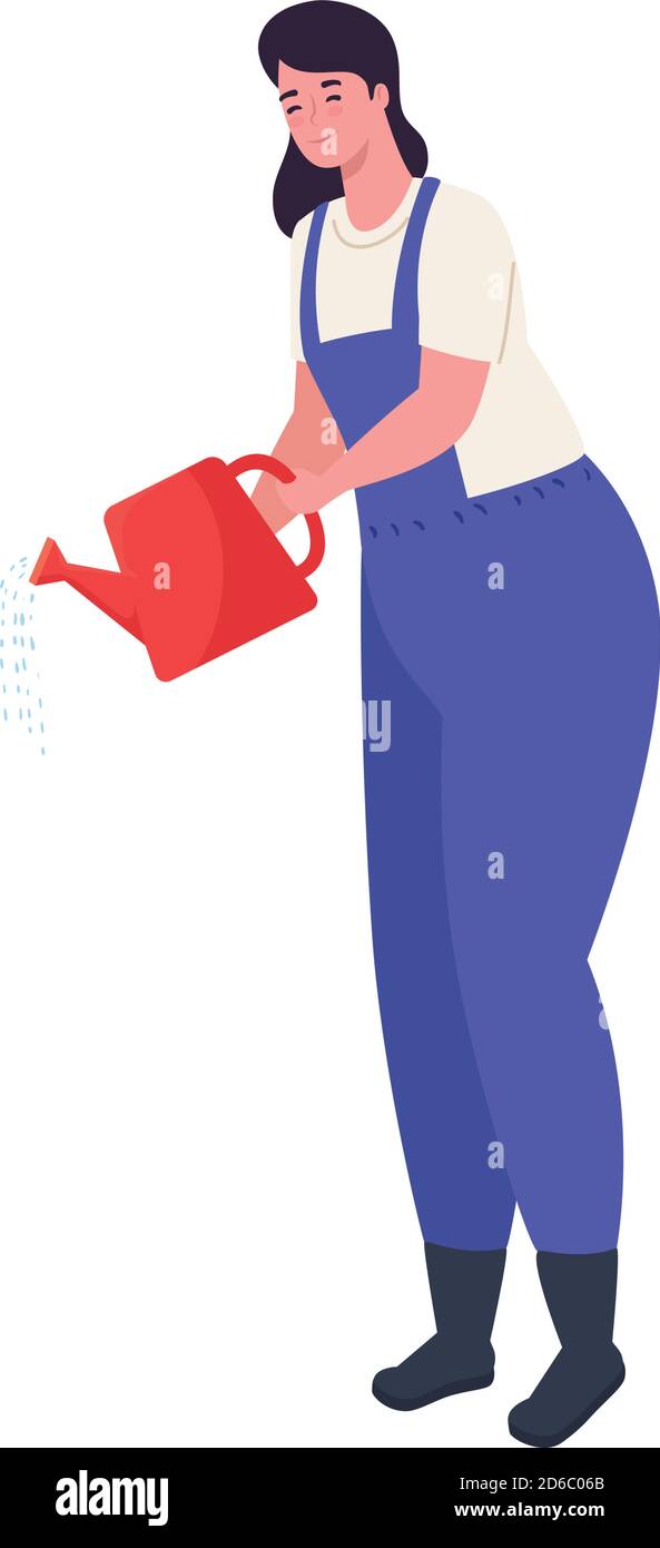 Gardening woman with watering can vector design Stock Vector Image ...