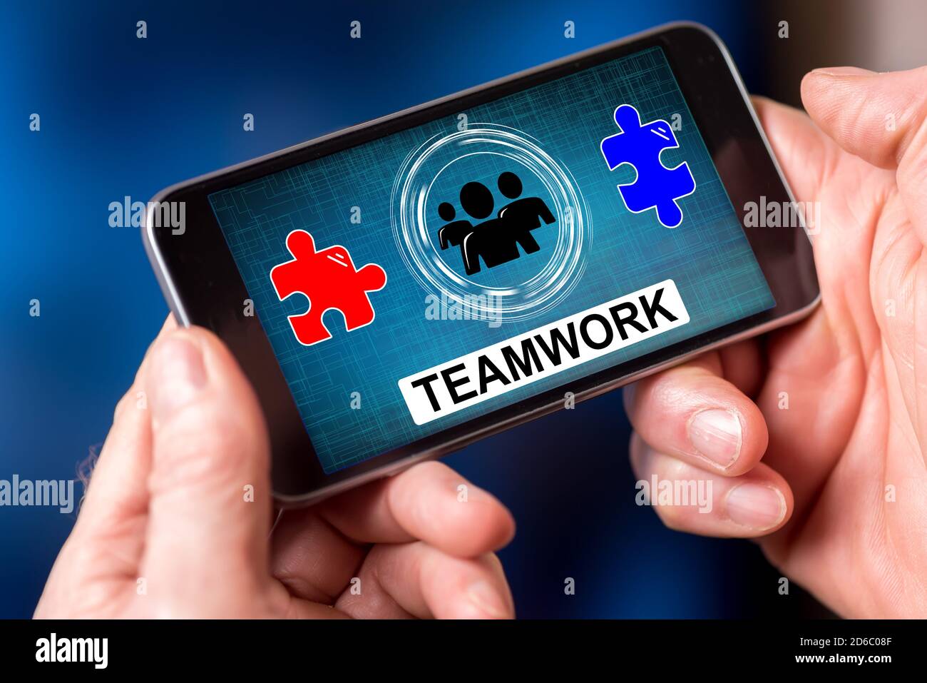 Smartphone screen displaying a teamwork concept Stock Photo - Alamy