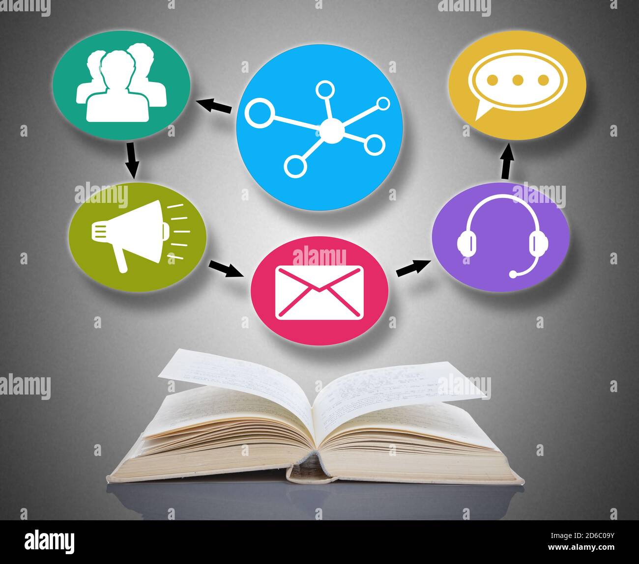 Network communication concept above an open book Stock Photo - Alamy
