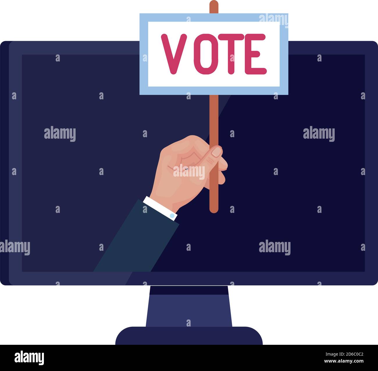 hand holding vote banner on computer vector design Stock Vector Image ...
