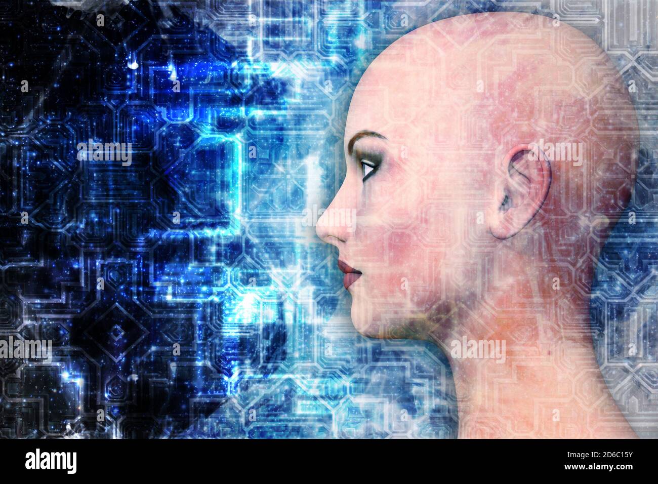 umanoid head artificial intelligence concept Stock Photo