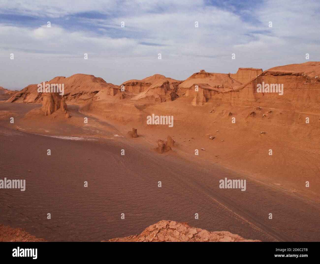 Scenic panoramic view of Kalut desert, Iran. Desert landscape in Kalut, Iran, Persia Stock Photo