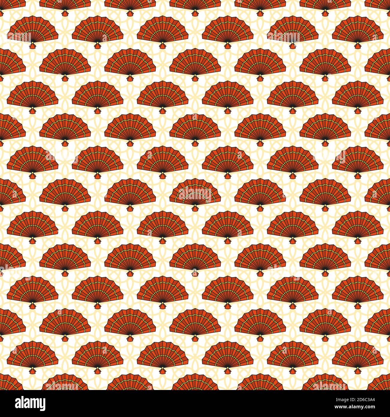 Chinese Pattern with hand Fan. Flat vector illustration. Stock Vector