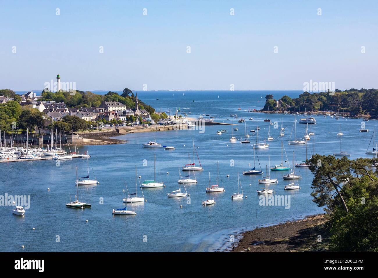 Benodet (Brittany, north-western France): overview of the Odet estuary and the town Stock Photo