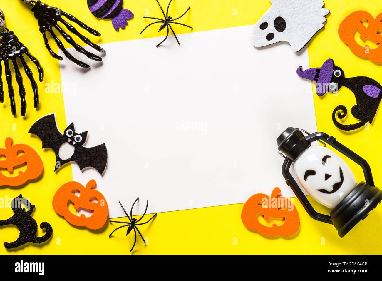 Halloween Flat Lay Mock Up Background With Party Decorations Stock