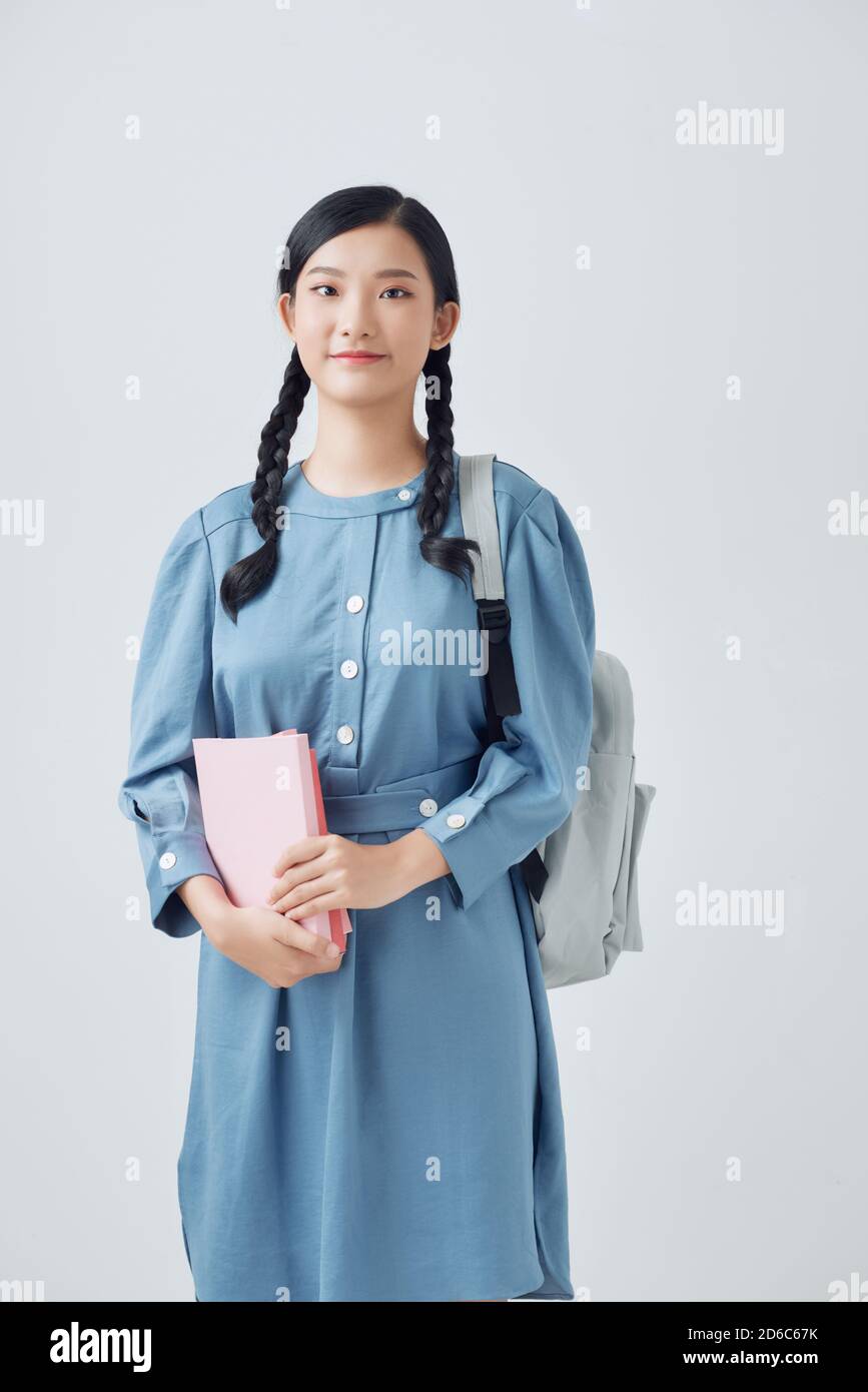 Portrait of attractive cute young student girl Stock Photo - Alamy